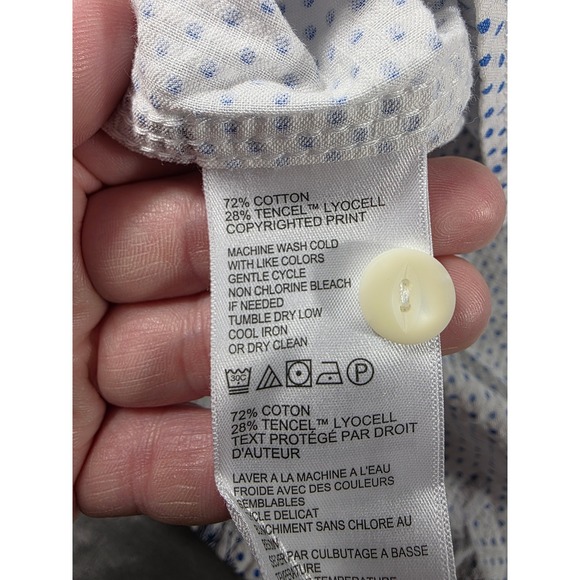 Tommy Bahama Button Up Shirt Mens XL Blue/White Hula Girl Polka Dot Stretch - Picture 3 of 8